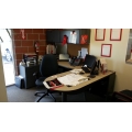 Beige / Grey L-Suite Desk w/ Bullet Top